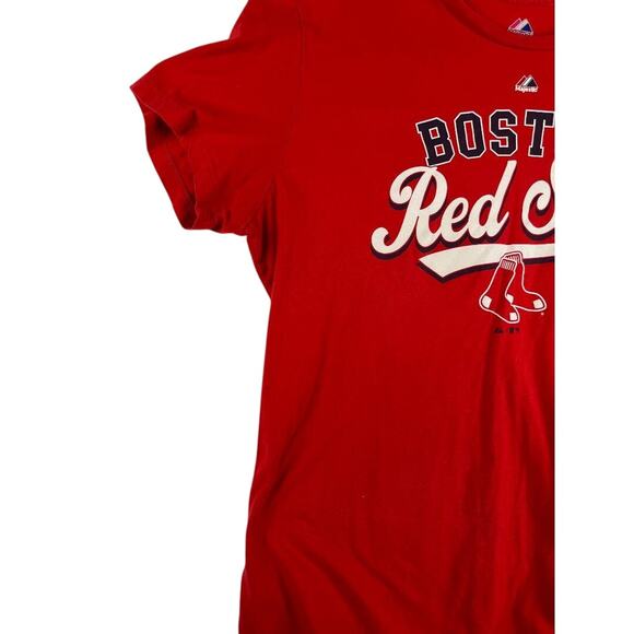 Boston Red Sox Majestic T-Shirt 2XL Red MLB Baseball Team Logo Cotton - Picture 5 of 8